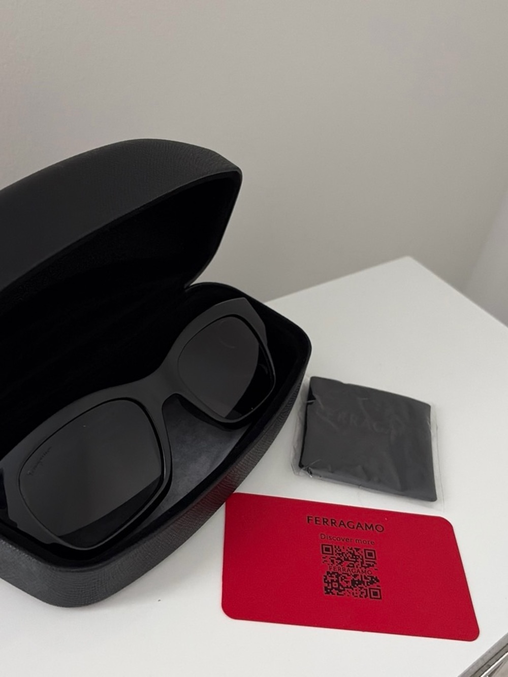 Salvatore Ferragamo Black Square Oversized Sunglasses